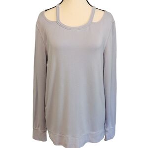DKNY Sport Cold Shoulder Long Sleeve Viscose Top Lavender - Sz L